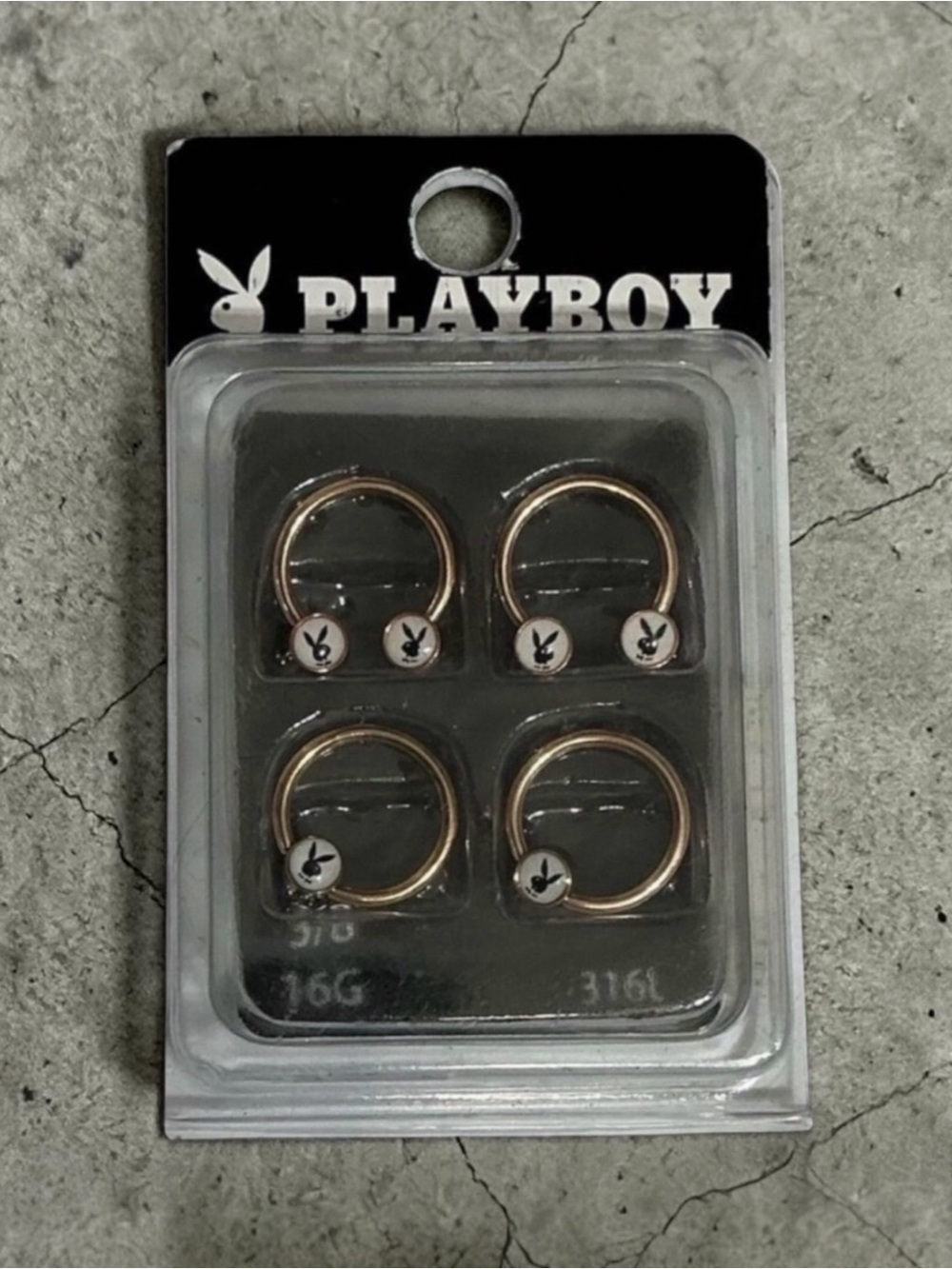 Playboy Bunny Rose Gold Toned 3/8” 16 Gauge 316L Closed Captive Bead & Horshoes